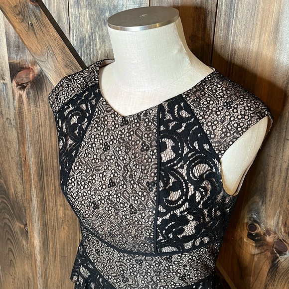 BCBG Maxazria Tan & Black Lace dress - Picture 2 of 12